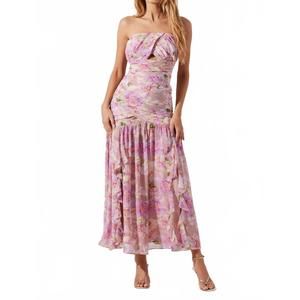 NEW ASTR estefany strapless maxi dress in pink floral